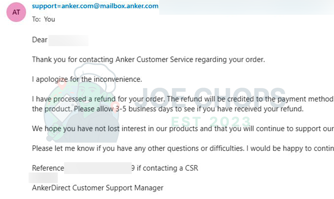 Anker Order Success
